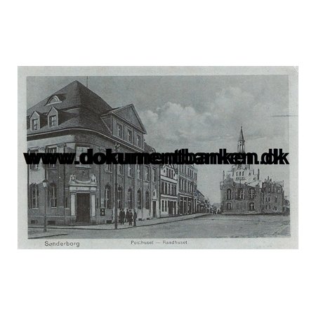 Posthuset og Rdhuset, Snderborg, Jylland, Postkort