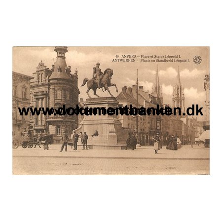 Anvers Place et Statue Leopold 1. Carte Postale