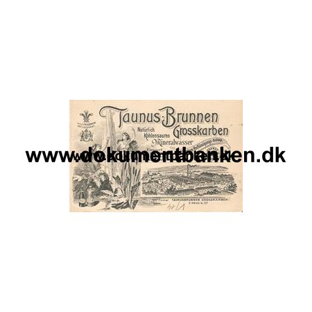 Grosskarben, Taunus-Brunnen. Reklamekort for Mineralvand 1922