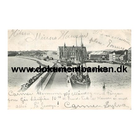 Havn og Banegrd, Helsingr, Postkort, 1903