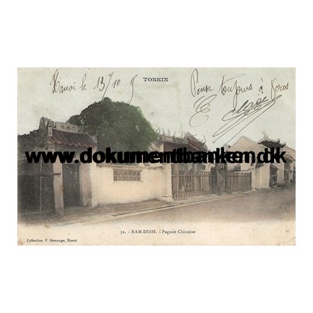 Pagode Chionise, Nam-Dinh, Tonkin, Vietnam, Postkort