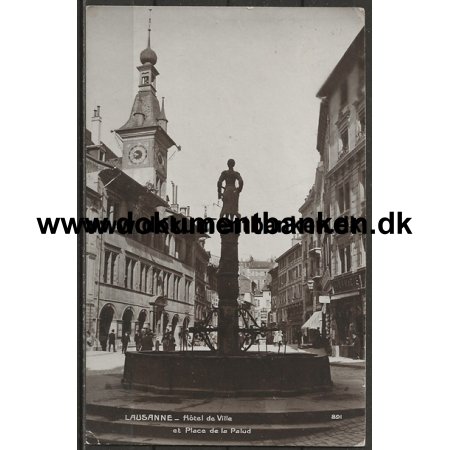 Hotel de Ville et Place de la Palud Lausanne Schweiz Postkort