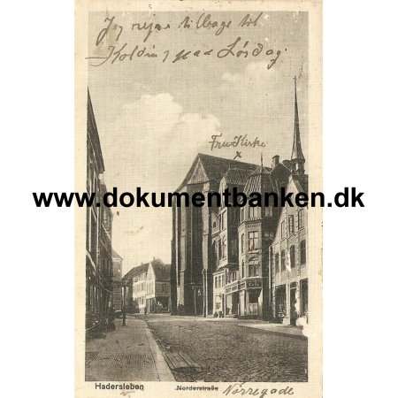Haderslev. Postkort med Nrregade. Med Slesvig mrker. 1920
