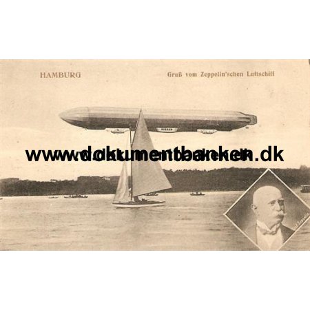 Hamburg. Gruss vom Zeppelin'schen Luftschiff.