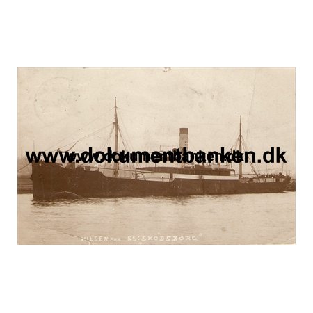 S.S. Skodsborg. Kort sendt fra Stettin 1908