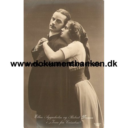 Ellen Aggerholm og Robert Dinesen. Skuespiller. Postkort
