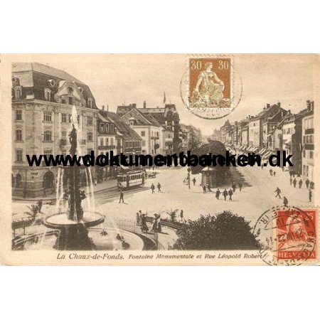 La Chaux-de-Fonds, Rue Leopold Robert, Schweiz, Postkort, 1922