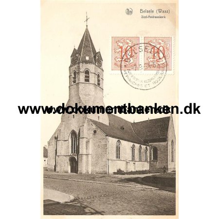 Belsele, (Waas) Sint-Andreaskerk, Belgien, Postkort, 1954