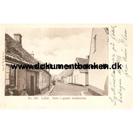 Lund, Gata i gamla stadsdelen, Sverige, Postkort, 1902