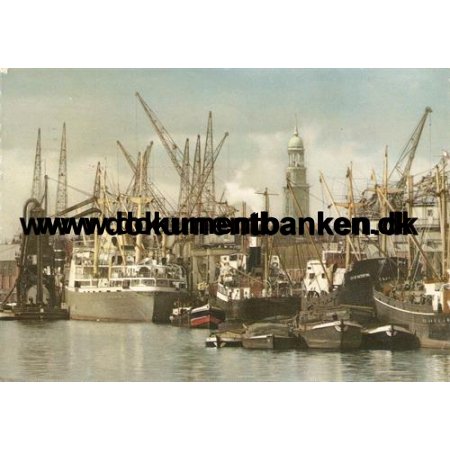 Hamburg, Hafen, Tyskland, Postkort, 1956