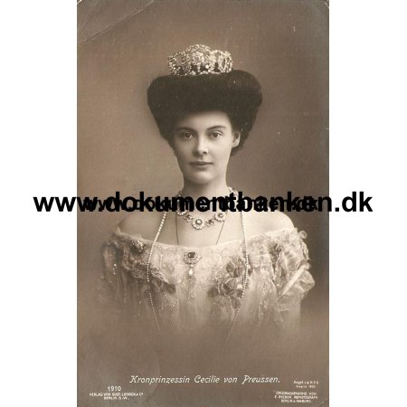 Tyskland, Royale, Kronprinsesse Cecilie af Preussen, Postkort, 1908