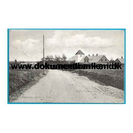Vinderslev skole og kirke, Jylland, Postkort
