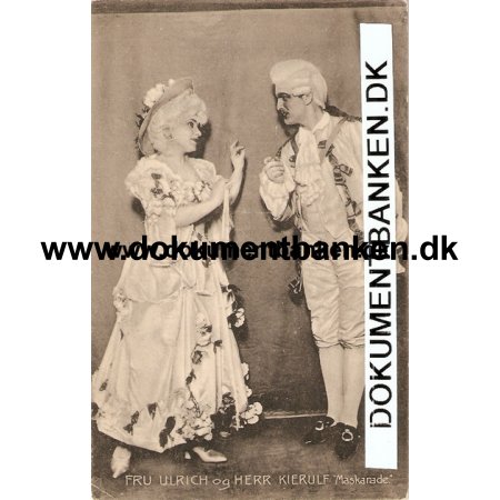 Fru Ulrich og Herr Kierulf "Maskerade" Postkort. 1907