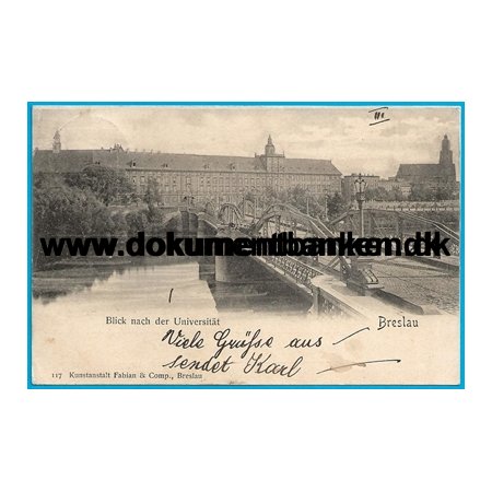 Breslau, Blick nach der Universitt, Tyskland, Postkort
