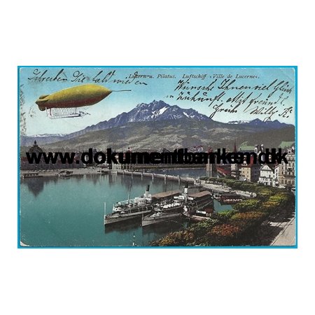 Luftschiff Ville de Lucerne, Luzern und Pilatus, Schweiz, Postkort