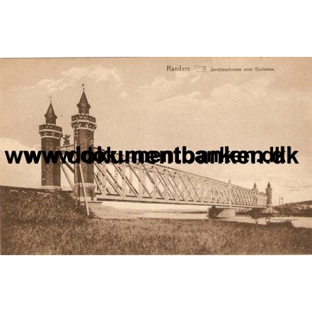 Jernbanebroen over Gudenaa, Randers, Postkort