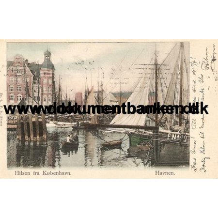 Havnen, Privatbanken, Kbenhavn, Postkort, 1909