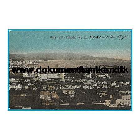 Vista de Ponta Delgada Azorerne Portugal Postkort