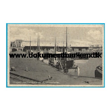 Skagen Havneparti med Auktionshallen Jylland Postkort