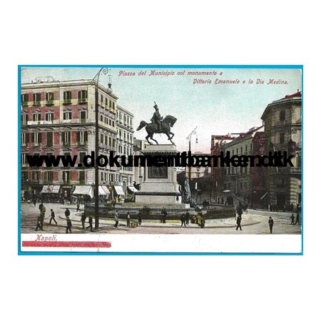Piazza del Municipio a Vittorio Emanuele Napoli Italien Postkort