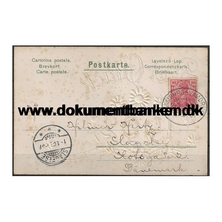 Bureaustempel Bahnpost Hamborg - Vamdrup Zug 576 r 1901