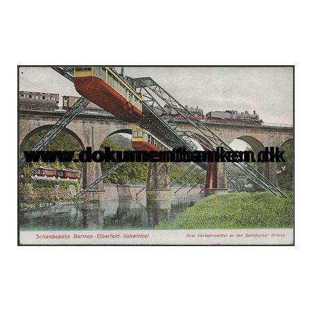 Schwebenbahn Elberfeld Tyskland Postkort