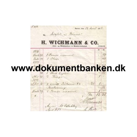 Rnne, H. Weichmann & Co, Faktura, 1878