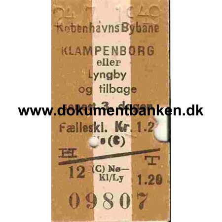 Edmonsonsk Billet KBH Bybane - Klampenborg 24 Juli 1949