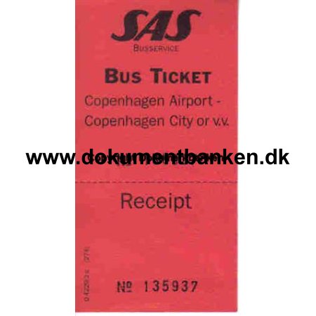 SAS Busbillet Blok med 50 stk 
