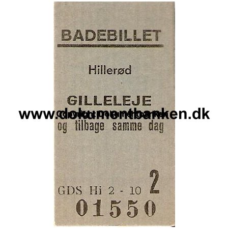 Gilleleje - Hillerd / Badebillet