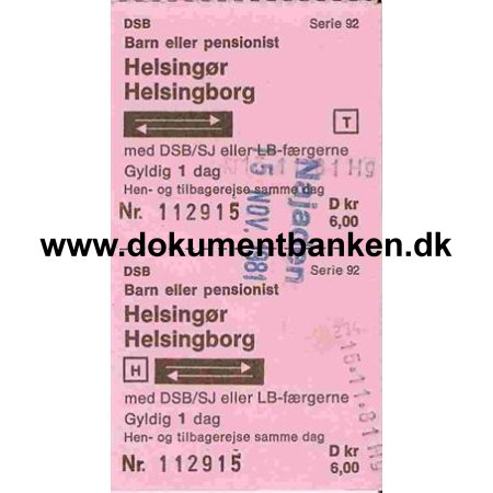 DSB Billet Helsingr - Helsingborg 1981