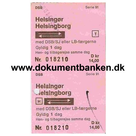 DSB Billet Helsingr - Helsingborg