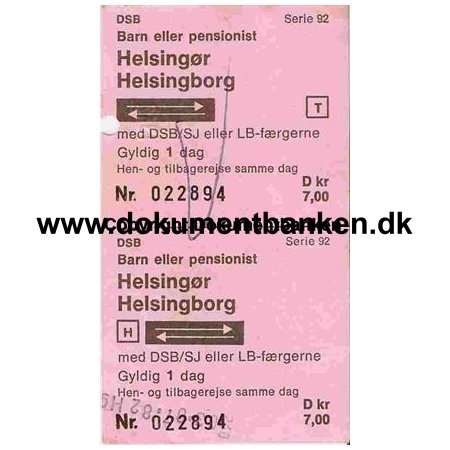 DSB Billet Helsingr - Helsingborg