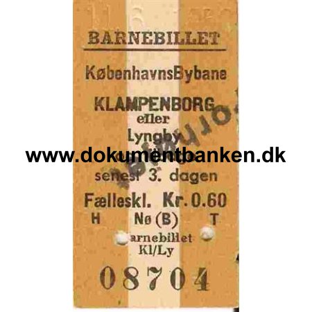 Kbenhavns Bybane - Klampenborg - Barnebillet - 11 juni 1960