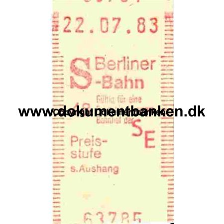 Edmonsonsk Billet Berliner S-bahn