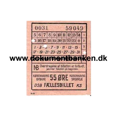 55 re fllesbillet DSB - KS oktober 1952