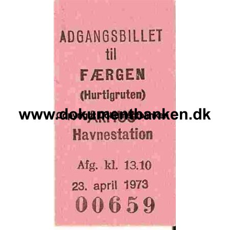 Edmonsonsk Billet rhus Havnestation Hurtigruten 1973