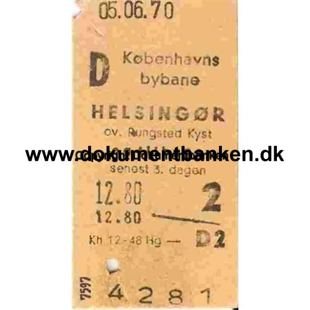 Edmonsonsk Billet Kbenhavns Bybane - Helsingr 1970
