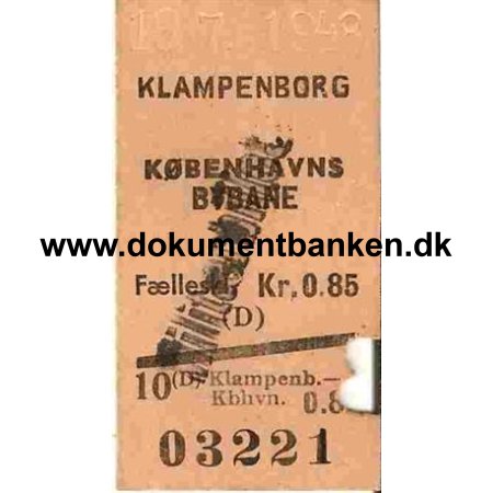 Klampenborg til Kbenhavns Bybane / Militrbillet  18 juli 1948