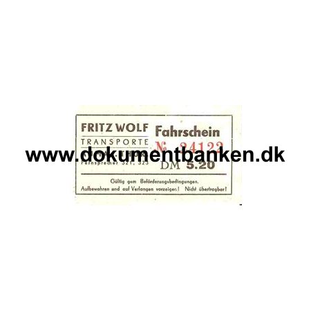 Fritz Wolf - Fahrschein - Busbillet