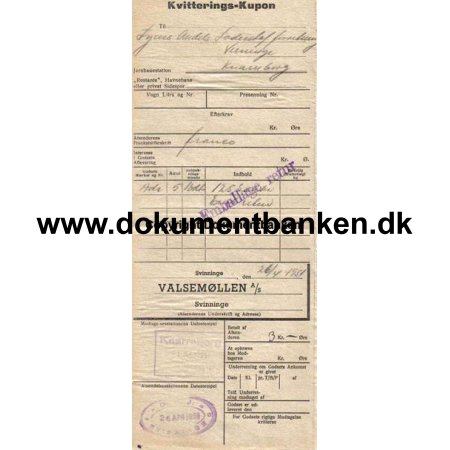 Knarreborg 1 Maj 1951 Fragtbrev / Kvitterings-kupon