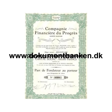 Belgien Compagnie Financiere du Progres 1944