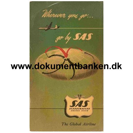 SAS rutekort for Europa 1959