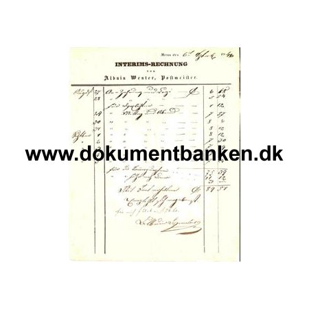 Albuin Wenter, Postmeister - Meran - Interims-Rechnung 1846