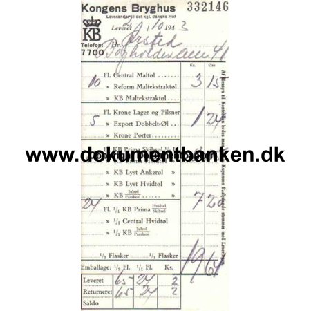 Kongens Bryghus, flgeseddel, 1938