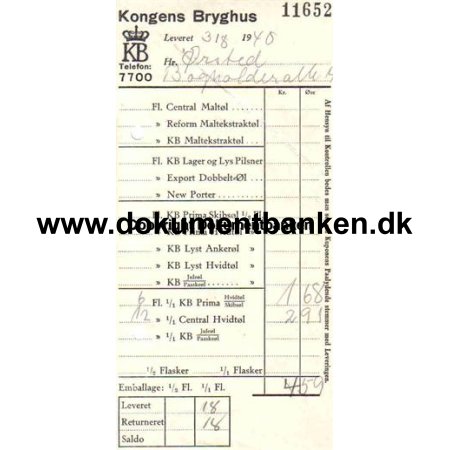 Kongens Bryghus, flgeseddel, 1938