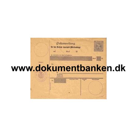 1890 Wttemberg - Postanvisning 20 Pfennig