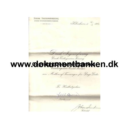 Dansk Ingenirforening optagelse af Civilingenir Knud Nielsen 16 Juni 1947