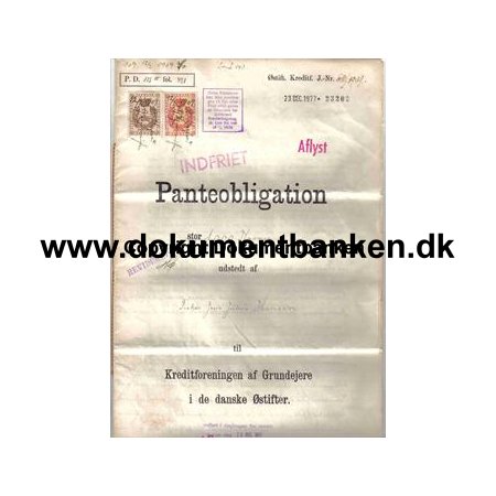 Panteobligation stifterne 12 Februar 1909