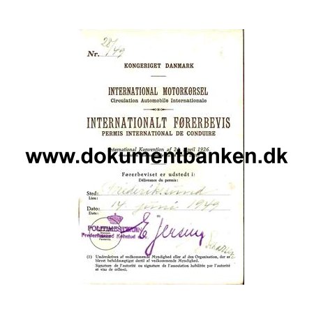 Hammerich, Jrgen Hubert, Internationalt Frerbevis Frederikssund 14 Juni 1949